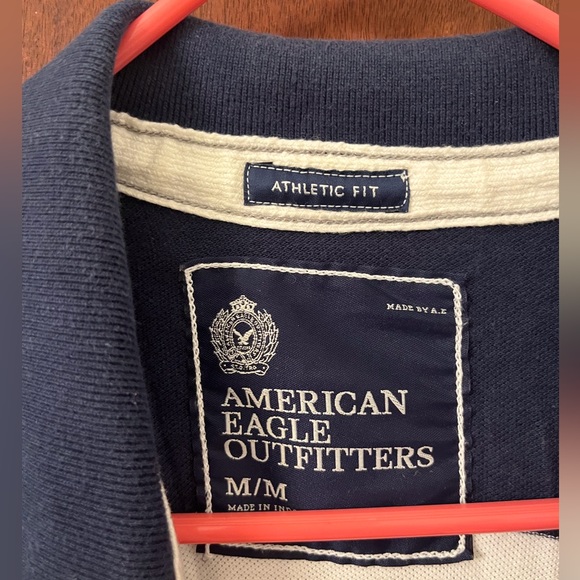 ❌SOLD❌ American Eagle, Striped Dark Blue And White Polo, size Medium. - Picture 2 of 4